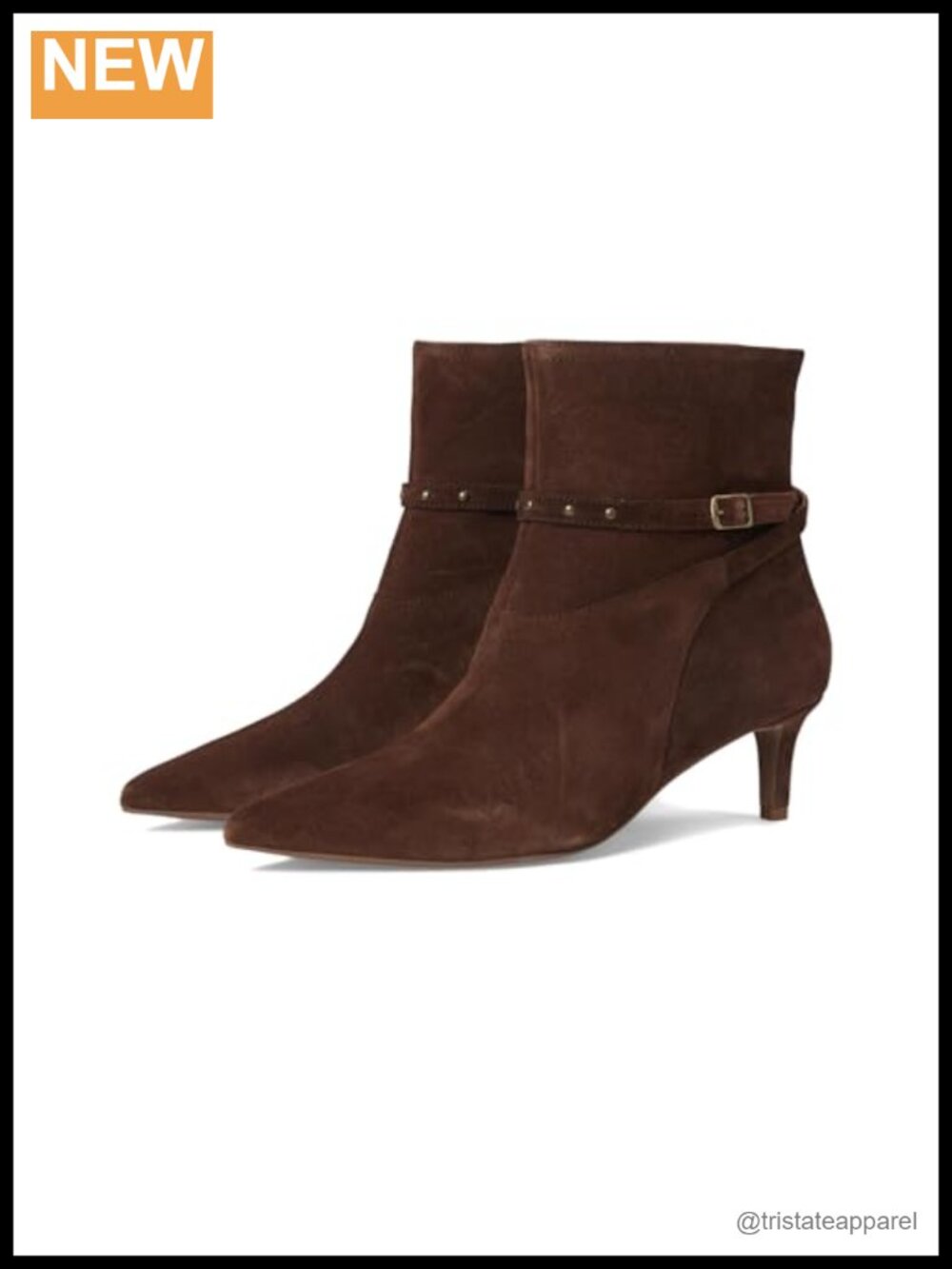 Suede Ankle Booties with Pointed Toe & Cuban Heel, Pull-On